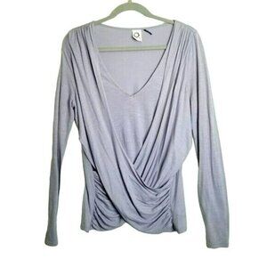 Anthropologie Akemi + Kin Top Faux Wrap Crossover Purple‎ Long Sleeve Blouse S
